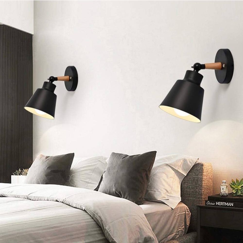 2 Wall Light fixtures Nordic Wall Sconce Lamps Macaron Edison Copper lamp- Black